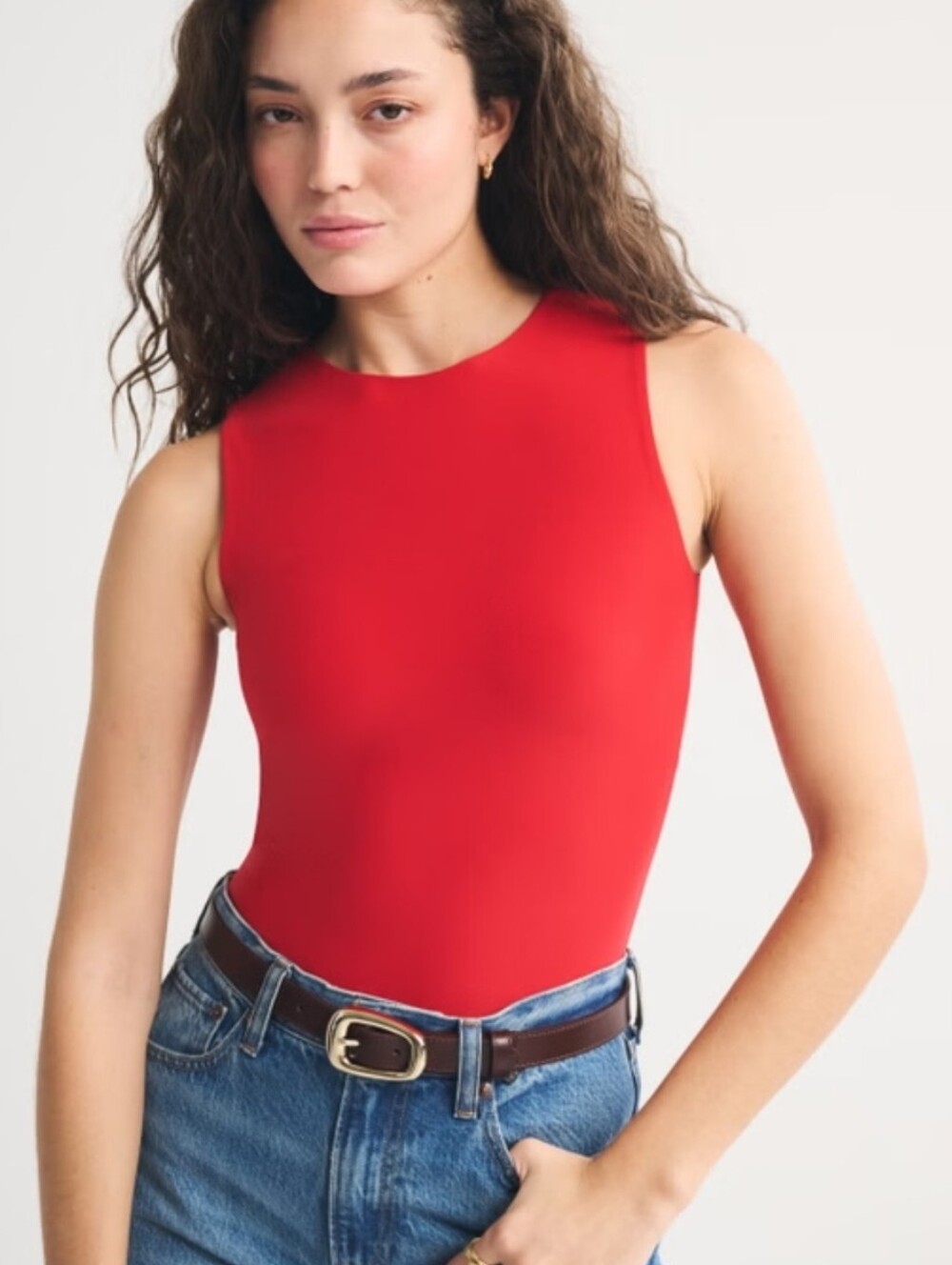 Abercrombie & Fitch Classic Red Short-Sleeve Bodysuit